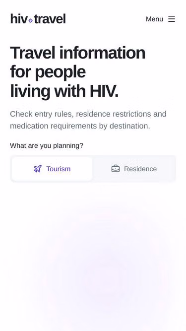 Screenshot of hiv.travel