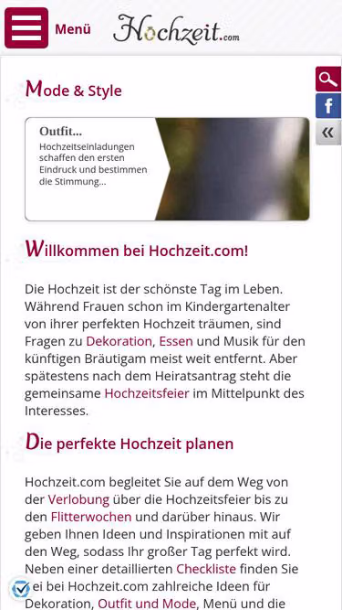 Screenshot of hochzeit.com
