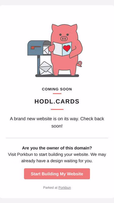 Screenshot of hodl.cards
