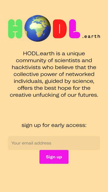 Screenshot of hodl.earth