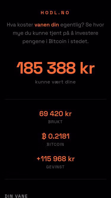 Screenshot of hodl.no