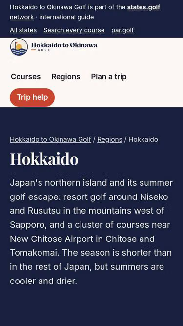 Screenshot of hokkaido.golf
