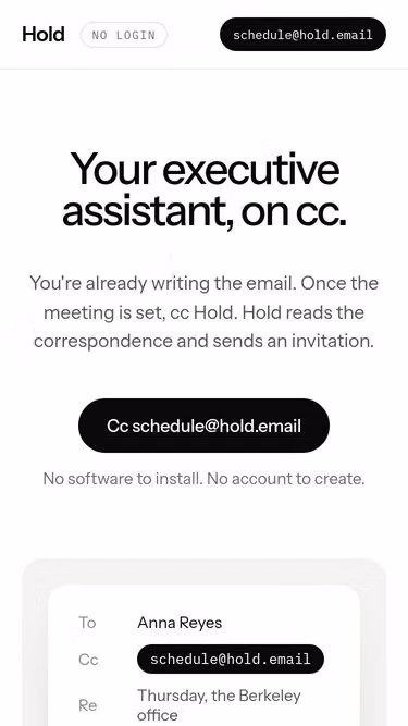 Screenshot of hold.email