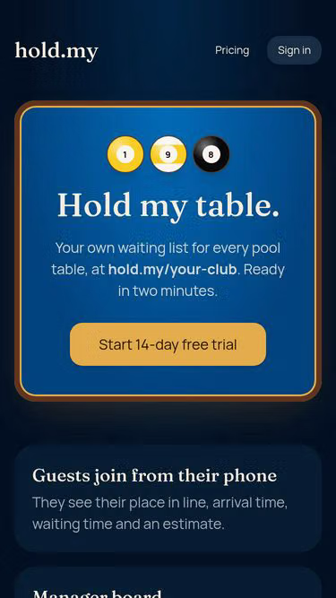 Screenshot of hold.my