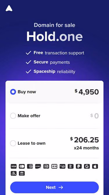 Screenshot of hold.one