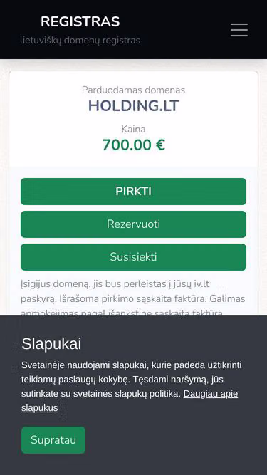 Screenshot of holding.lt