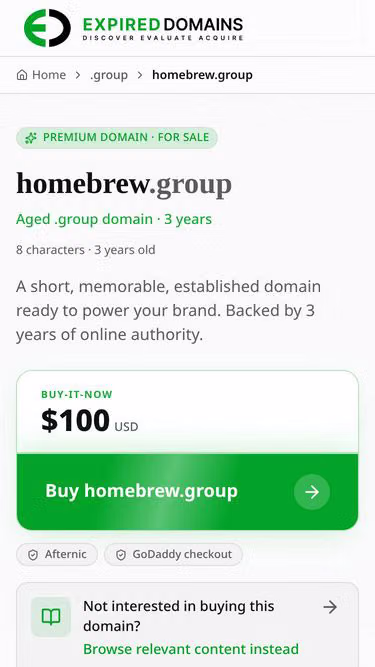 Screenshot of homebrew.group