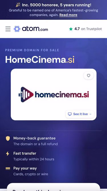 Screenshot of homecinema.si