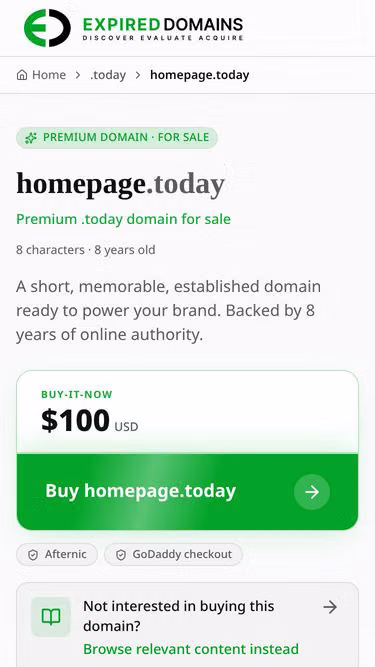 Screenshot of homepage.today