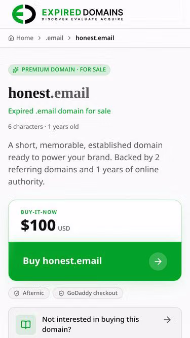 Screenshot of honest.email