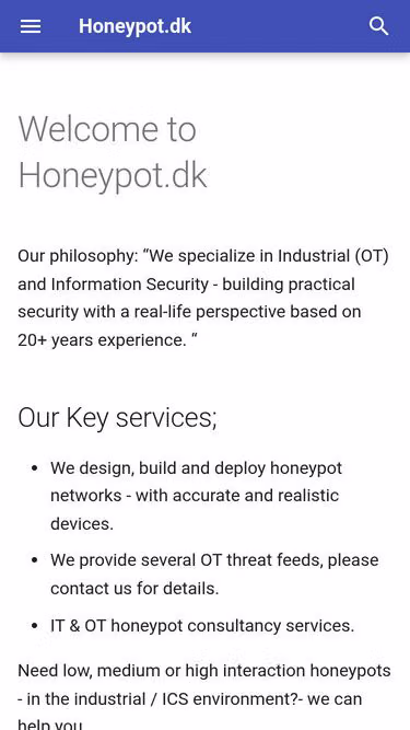 Screenshot of honeypot.dk
