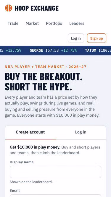 Screenshot of hoop.exchange