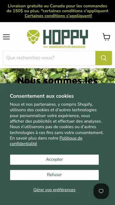Screenshot of hoppy.ca