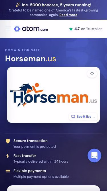 Screenshot of horseman.us