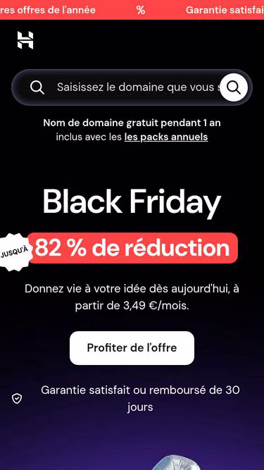 Screenshot of hostinger.fr