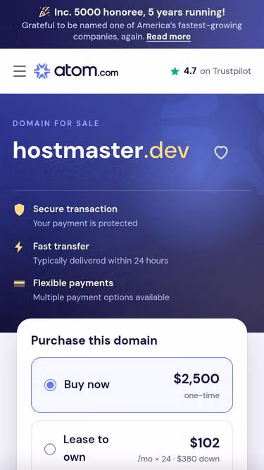 Screenshot of hostmaster.dev