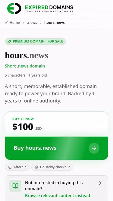 Screenshot of hours.news