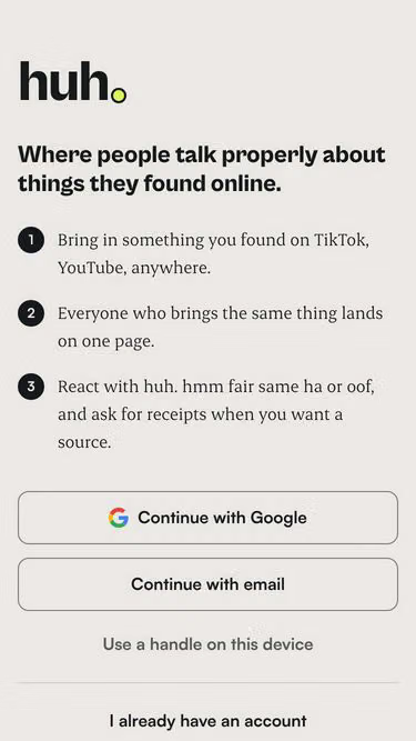 Screenshot of huh.place