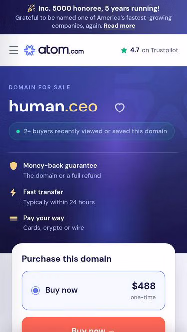 Screenshot of human.ceo