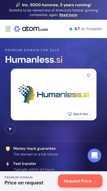 Screenshot of humanless.si