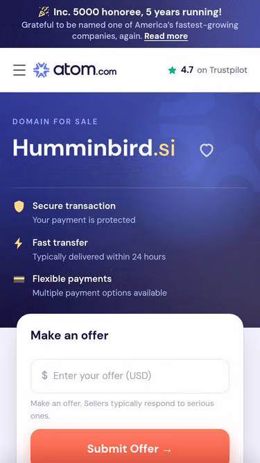 Screenshot of humminbird.si
