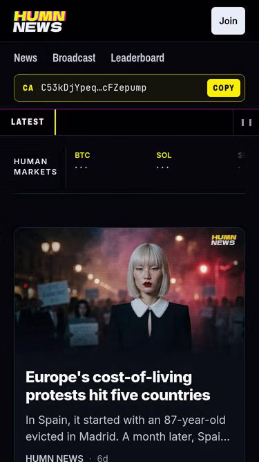Screenshot of humn.news