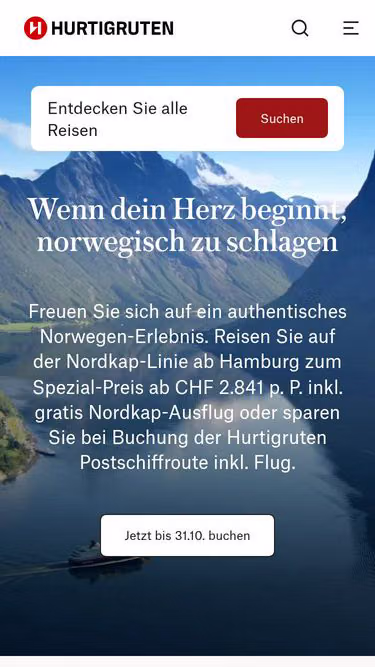 Screenshot of hurtigruten.ch