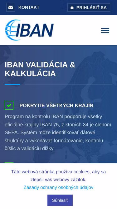 Screenshot of iban.sk