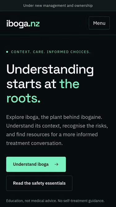 Screenshot of iboga.nz