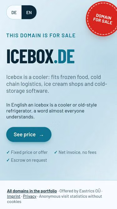 Screenshot of icebox.de