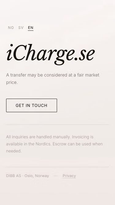 Screenshot of icharge.se