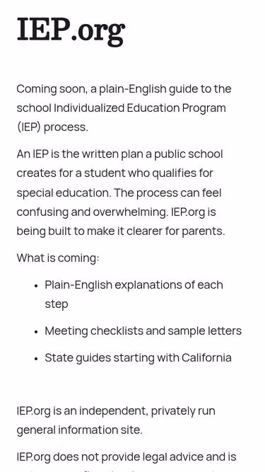 Screenshot of iep.org