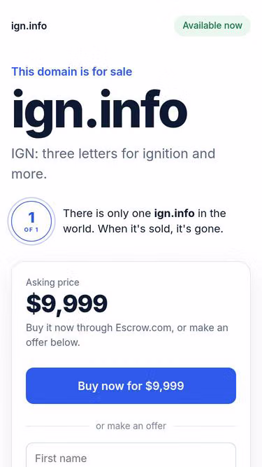 Screenshot of ign.info