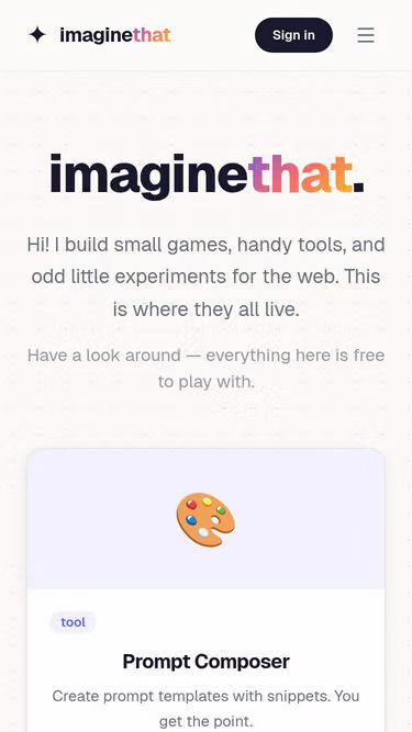 Screenshot of imaginethat.one