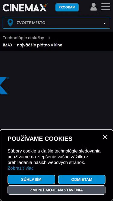 Screenshot of imax.sk