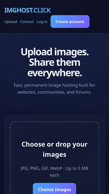 Screenshot of imghost.click