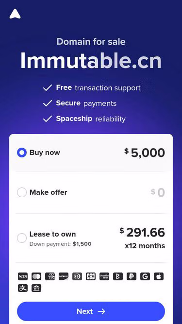 Screenshot of immutable.cn