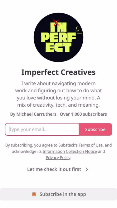 Screenshot of imperfect.email