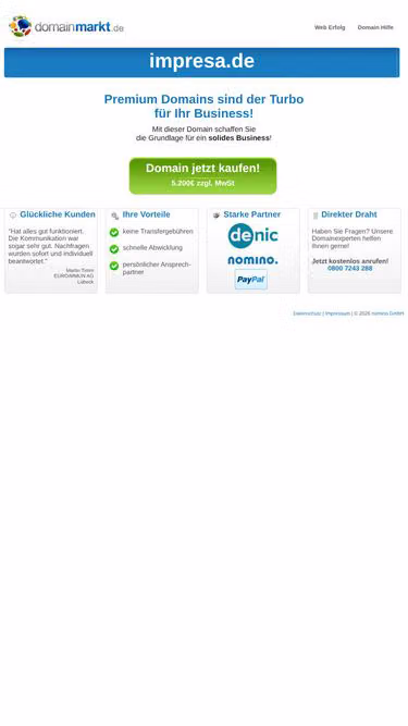 Screenshot of impresa.de