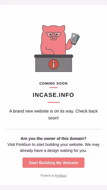 Screenshot of incase.info