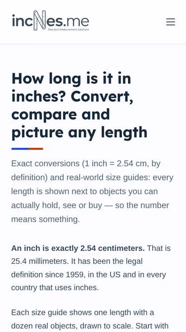 Screenshot of inches.me