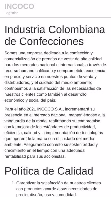 Screenshot of incoco.com.co
