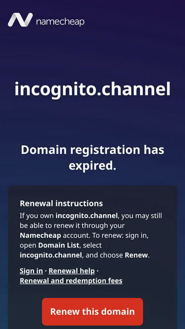 Screenshot of incognito.channel