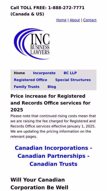 Screenshot of incorporate.ca