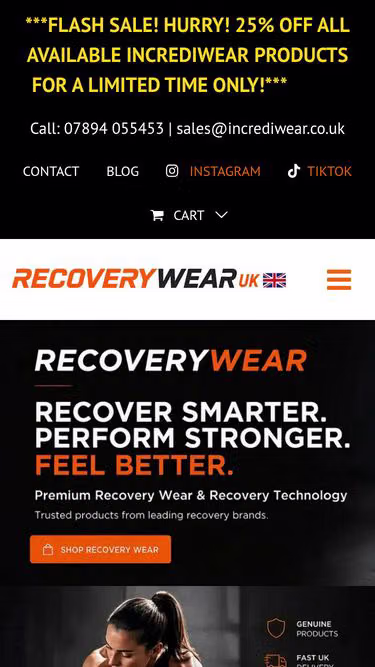 Screenshot of incrediwear.co.uk