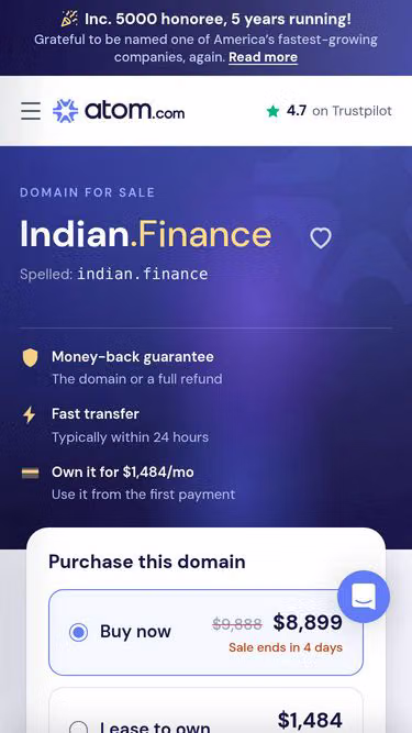 Screenshot of indian.finance