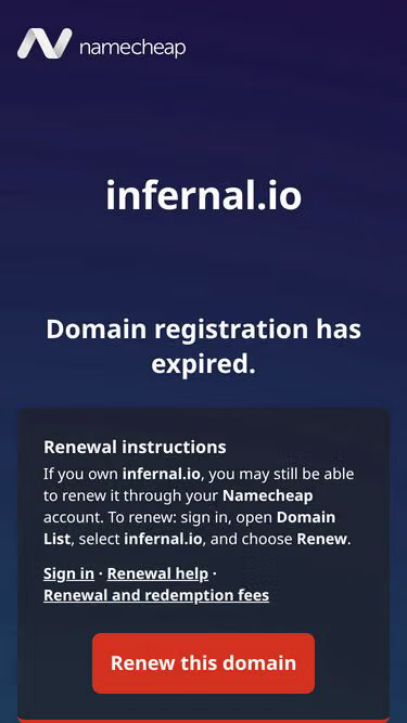 Screenshot of infernal.io