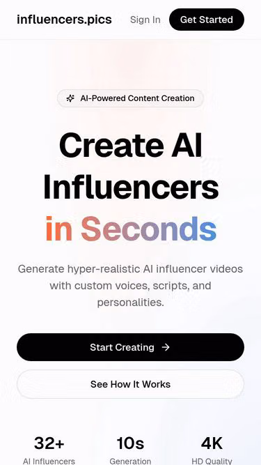 Screenshot of influencers.pics