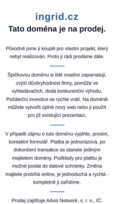 Screenshot of ingrid.cz