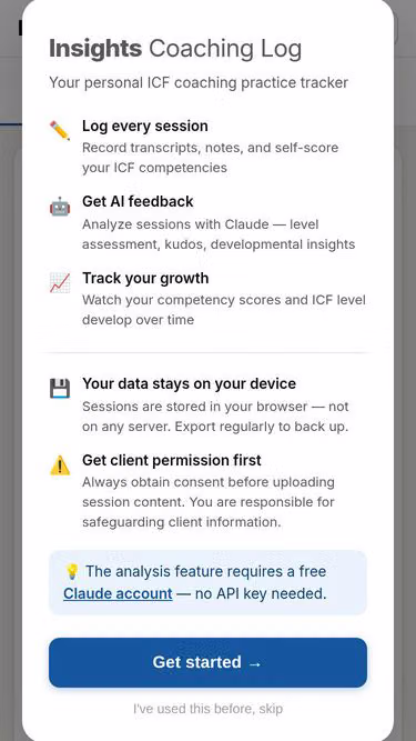 Screenshot of insights.coach